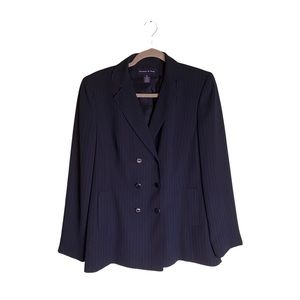 Preston and York Navy Blue Pinstripe Double Breasted Blazer